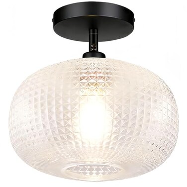 Jolydoly Semi Flush Mount Ceiling LightGlobe Glass Ceiling LightsBlack Hallway Light FixturesEntryway Light FixtureKitchen Lighting Fixtures CeilingModern Hanging Lighting for ClosetFoyer