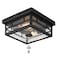 CALOKES Outdoor Flush Mount Motion Sensor Ceiling Light Timeless Industrial Design with Seeded Clear Glass for Your Porch Driveway Covered Patio Farmhouse and Entryway