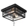 CALOKES Outdoor Flush Mount Motion Sensor Ceiling Light Timeless Industrial Design with Seeded Clear Glass for Your Porch Driveway Covered Patio Farmhouse and Entryway