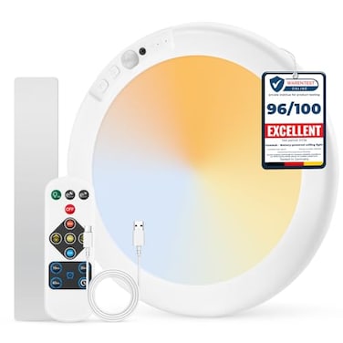 Combuh Battery Operated Shower Light Waterproof Inside Rechargeable Motion Sensor Ceiling Lights Battery Powered with Remote No Wiring Magnetic Cordless LED Overhead Lighting for Closet Hallway