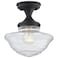 Design House VintageInspired Schoolhouse SemiFlush Mount Ceiling Light 9 in x 9 in x 10 in Matte Black Clear Seeded Glass Shade 587444