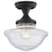 Design House VintageInspired Schoolhouse SemiFlush Mount Ceiling Light 9 in x 9 in x 10 in Matte Black Clear Seeded Glass Shade 587444