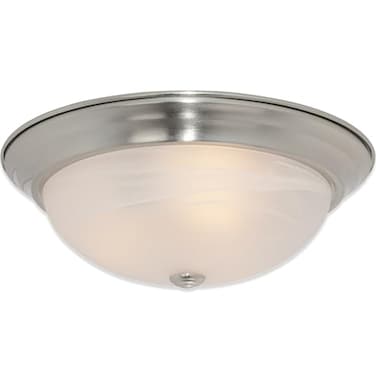 DESIGNERS FOUNTAIN Reedley 2Lights Flush Mount Ceiling Light 11 Inch Lighting Fixture for Kitchen Bedroom Bathroom and Hallway White Alabaster Glass Satin Platinum 1257SSPAL