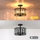 Giiland Modern Crystal Semi Flush Mount Ceiling Light Black Close to Ceiling Light Fixtures3Light Ceiling Light for Dining Room Bedroom Kitchen Island Hallway Entryway
