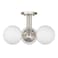 Hanaloa 3 Light Semi Flush Mount Ceiling Light Fixture Brushed Nickel Modern Globe Chandelier Sputnik Farmhouse Lighting for Kitchen Bedroom Bathroom Living Room Corridor Laundry Room Bar