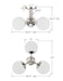 Hanaloa 3 Light Semi Flush Mount Ceiling Light Fixture Brushed Nickel Modern Globe Chandelier Sputnik Farmhouse Lighting for Kitchen Bedroom Bathroom Living Room Corridor Laundry Room Bar