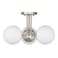 Hanaloa 3 Light Semi Flush Mount Ceiling Light Fixture Brushed Nickel Modern Globe Chandelier Sputnik Farmhouse Lighting for Kitchen Bedroom Bathroom Living Room Corridor Laundry Room Bar