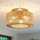 ABEAJAT Rattan Light Fixtures Ceiling Mount 3Lights Boho Flush Mount Ceiling Light HandWoven Cage Shade Lamp Lighting Rustic Rattan Chandelier for Hallway Bedroom Kitchen Farmhouse Foyer Entryway Gold