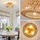 ABEAJAT Rattan Light Fixtures Ceiling Mount 3Lights Boho Flush Mount Ceiling Light HandWoven Cage Shade Lamp Lighting Rustic Rattan Chandelier for Hallway Bedroom Kitchen Farmhouse Foyer Entryway Gold