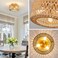 ABEAJAT Rattan Light Fixtures Ceiling Mount 3Lights Boho Flush Mount Ceiling Light HandWoven Cage Shade Lamp Lighting Rustic Rattan Chandelier for Hallway Bedroom Kitchen Farmhouse Foyer Entryway Gold