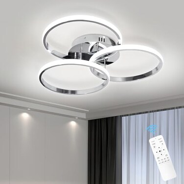 Vloitgol Led Ceiling Light Fixtures Dimmable Modern Led Ceiling Light with Remote Control 3000K6500K Flush Mount Ceiling Light for Bedroom Living Room Dining Room Kitchen Chrome