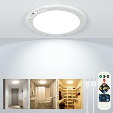 Rodalims Wireless Closet Lights Motion Sensor No Wiring Rechargeable Ceiling Light Night Light Indoor Battery Operated Led Lights for Bedroom with Remote Living Room Bathroom Home Kitchen Decor Lighti