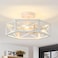 XSDeTu 3Light Flush Mount Ceiling Light Fixture Modern Close to Ceiling Light with White Metal Hexagon Cage Farmhouse Ceiling Light for Bedroom Hallway Entry Foyer Kitchen