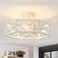 XSDeTu 3Light Flush Mount Ceiling Light Fixture Modern Close to Ceiling Light with White Metal Hexagon Cage Farmhouse Ceiling Light for Bedroom Hallway Entry Foyer Kitchen