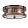 DEYNITE Farmhouse Ceiling Light Fixture 2Light Drum Seeded Glass Shade Ceiling Light in Black Rustic Wood Grain Finish for Hallway Entryway Bedroom