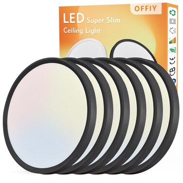 OFFIY 6PK 12 Inch LED Flush Mount Ceiling Light 24W 2520LM 3000K4000K6000K CCT Selectable Super Slim Low Profile Ceiling Light Close to Ceiling Round Flat Panel Fixture for HallwayBedroomkitchen
