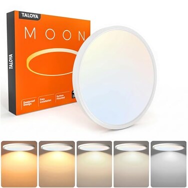 TALOYA Flush Mount 12 Inch Ceiling Light Milk White Shell 20W Surface Mount LED Light Fixture for Bedroom Kitchen5 Color Temperatures in One094 Inch Thickness Round