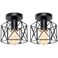 Hedume 2 Pack SemiFlush Mount Ceiling Light Retro Black Industrial Ceiling Light Black Painting Metal Pendant Light Fixture for Hallway Stairway Bedroom Kitchen E27