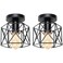 Hedume 2 Pack SemiFlush Mount Ceiling Light Retro Black Industrial Ceiling Light Black Painting Metal Pendant Light Fixture for Hallway Stairway Bedroom Kitchen E27