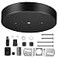 Canomo 6 Inch Black Ceiling Lighting Canopy Kit Ceiling Plate Cover 3 Holes for Pendant Light and Chandelier with All Hardware Includes Loop Cross Bar and Mounting Screws