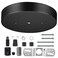 Canomo 6 Inch Black Ceiling Lighting Canopy Kit Ceiling Plate Cover 3 Holes for Pendant Light and Chandelier with All Hardware Includes Loop Cross Bar and Mounting Screws