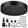Canomo 6 Inch Black Ceiling Lighting Canopy Kit Ceiling Plate Cover 3 Holes for Pendant Light and Chandelier with All Hardware Includes Loop Cross Bar and Mounting Screws