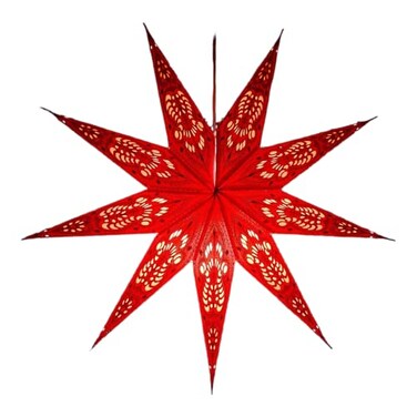 Yepsio YEPSIO Lantern Lampshade 9 Pointed Paper Star Light Shades Large 60cm Star Hanging Decorations for Christmas Wedding Home Decoration Birthday Party Red Black