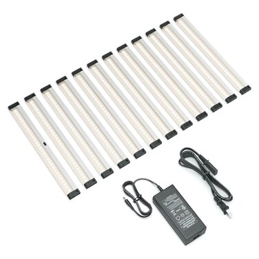 EShine Hand Wave Activated Under Cabinet LED Lighting Kit Dimmable 12Pack 12 in Touchless Dimming Control Black Under Counter Lights for Kitchen Garage Office Desk Warm White 3000K