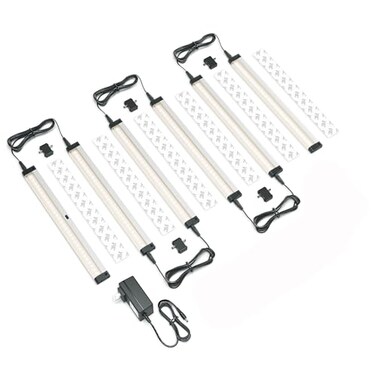 EShine Hand Wave Activated Under Cabinet LED Lighting Kit Dimmable 6Pack 12 in Touchless Dimming Control Black Under Counter Lights for Kitchen Garage Office Shelf Warm White 3000K