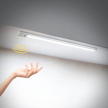 EverBrite 70LED Dimmer Under Cabinet Lighting Hand Wave Control Motion Sensor Magnetic Under Counter Lighting Ultra Thin LED Light Bar for Closet Cabinet and Hallway 300 Lumen 6000K