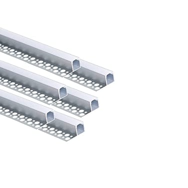 Besseto Plasterin LED Channel 6 Pack 33FT1 Meter Trim Edge Tile LED Strip Aluminum Channel Trimless Recessed Drywall Aluminum LED Profile with Milky Diffuser and End Caps