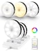 EZVALO Under Cabinet Lighting with Charging Station 1000mAh Rechargeable Puck Lights with Remote 3 Color Temps 12 RGB Closet Lights Dimmable Motion Sensor Lights for Shelf Kitchen 6 Packs