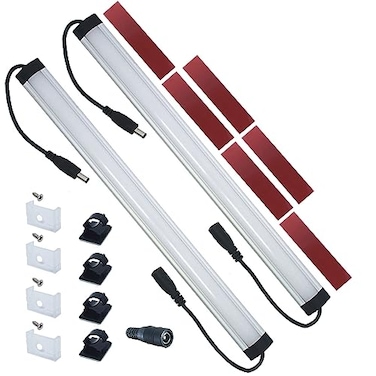 Litever Extra Under Cabinet Lighting Bars12VDC 3000K Warm White with Mounting Clips Screws SelfAdhesive Pads Compatible LL008 Series ONLY2Pack3000K