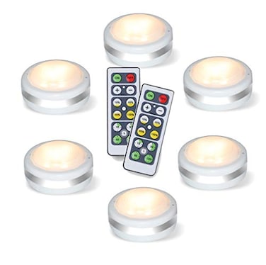 Starxing LED Puck Lights with Remote Control Stick On Under Cabinet Lights AAA Battery Powered LED Closet Lights with Timer Auto Off 30 Min Night Light for Closet Kitchen Pantry Stairs