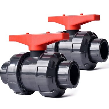 AIPOR Union Ball Valve 112 with Full Port 2Pack UPVC Full Flow Ball Valve US ASTM EPDM ORings and Reversible PTFE SeatsRated at 230 PSI 1 12 inch Socket 1 12