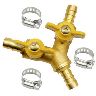 BesNPT 38 Hose Barb valve Brass 3 Way Shut Off Valve Y Shaped 2 Switch Ball Valve