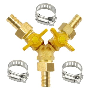 BesNPT Brass 3 Way Shut Off Valve 12 Hose Barb Fitting Y Shaped Ball ValveSplit Design Thread Connect 2 Switch Valve for Water Fuel Air