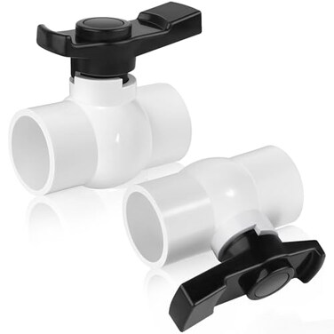 Boltigen 2 inch Slip PVC Ball Valve 2pcs 2 PVC Shut Off Valves with Double Socket Full Flow Port T Nimble Handle SCH40 Plastic Control Valve for Swimming Pool Irrigation Sewage Pipes