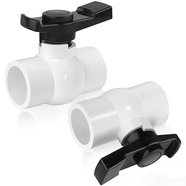 Boltigen 2pcs 112 inch Slip PVC Ball Valves 15 PVC Shut Off Valve with Double Socket Full Flow Port T Nimble Handle SCH40 Plastic Control Valve for Swimming Pool Irrigation Sewage Pipes