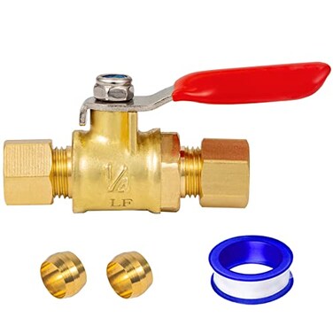 Breezliy LeadFree Brass Mini Ball Valve Shut Off Switch14 inch Compression by 14 Compression Fittinghealthyenvironmentally friendlystablehigh precision1 PC