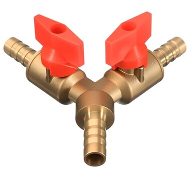 Chiloskit Brass 3 Way Hose Splitter Y Shaped 516 Ball Valve Air Hose Splitter Fitting For Water Fuel Gas 8mm 516