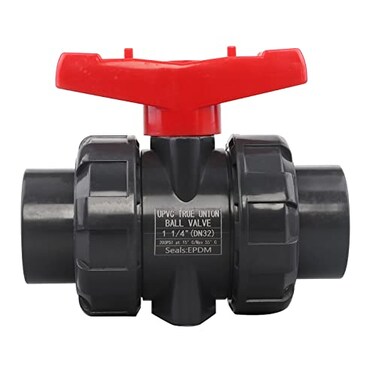 DERNORD PVC True Union Ball Valve NPT Threaded with Full Port EPDM ORings and Reversible PTFE Seats Rated at 200 PSI 125 Inch NPT Threaded