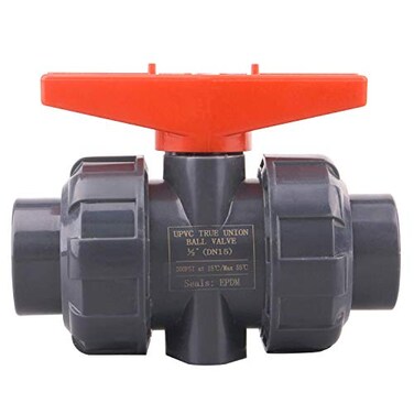 DERNORD PVC True Union Ball Valve with Full Port EPDM ORings and Reversible PTFE SeatsRated at 200 PSI 12 inch Socket