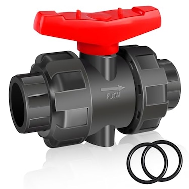 FANOVO 1 inch Union Ball Valve SCH80 Slip PVC Ball Valve with Full Flow Double Socket Connection Port Full Port Plastic Water Control Valve for Swiming Pool Sewage Pump Irrigation Water System
