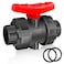 FANOVO 1 inch Union Ball Valve SCH80 Slip PVC Ball Valve with Full Flow Double Socket Connection Port Full Port Plastic Water Control Valve for Swiming Pool Sewage Pump Irrigation Water System