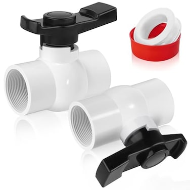 FANOVO 2Pack 112 inch PVC Shut Off Valves with Double Female NPT Thread Full Port 15 inch Schedule 40 PVC Ball Valve Threaded Pool Plastic Control Valve Swimming Irrigation Sewage Pipe