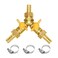 Hooshing 14 Hose Barb Brass 3 Way Shut Off Valve 2 Switch Y Shaped Ball Valve with Stainless clamps for Water Fuel Air