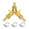 Hooshing 14 Hose Barb Brass 3 Way Shut Off Valve 2 Switch Y Shaped Ball Valve with Stainless clamps for Water Fuel Air