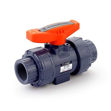 HYDROSEAL Kaplan 1 PVC True Union Ball Valve Threaded NPT with Full Port ASTM F1970 EPDM ORings and Reversible PTFE Seats 1