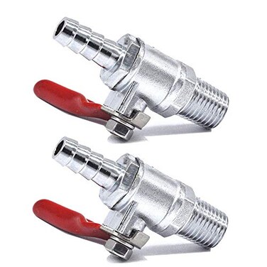 YOUHO HZFJ NPT 14 to 516 Hose Barb Straight Through Forged Brass MicroCut Ball Valve Check Valve 516 Hose barb 2PCS